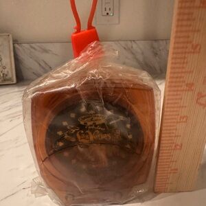 Vintage Fabulous Las Vegas Souvenir Coasters Set of 4 w/Stand Amber Plastic